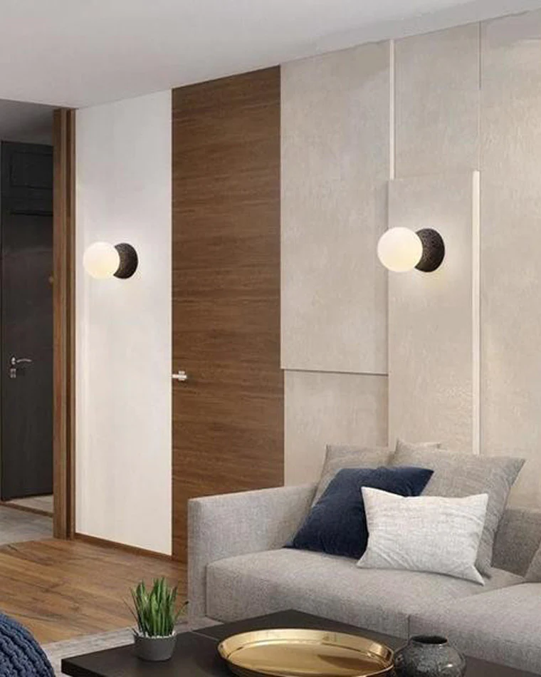 WOMO White & Black Glass Globe Wall Sconce-WM6103 - Image 7