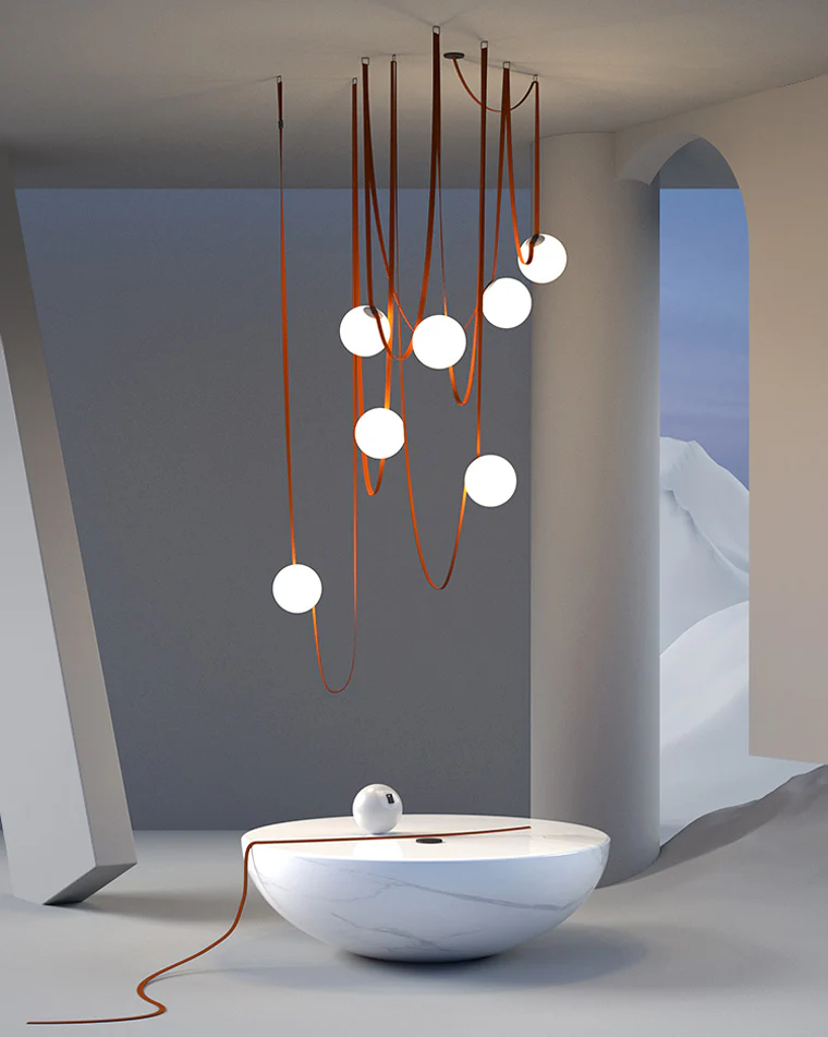WOMO Globe Leather Pendant Light-WM2311 - Image 2