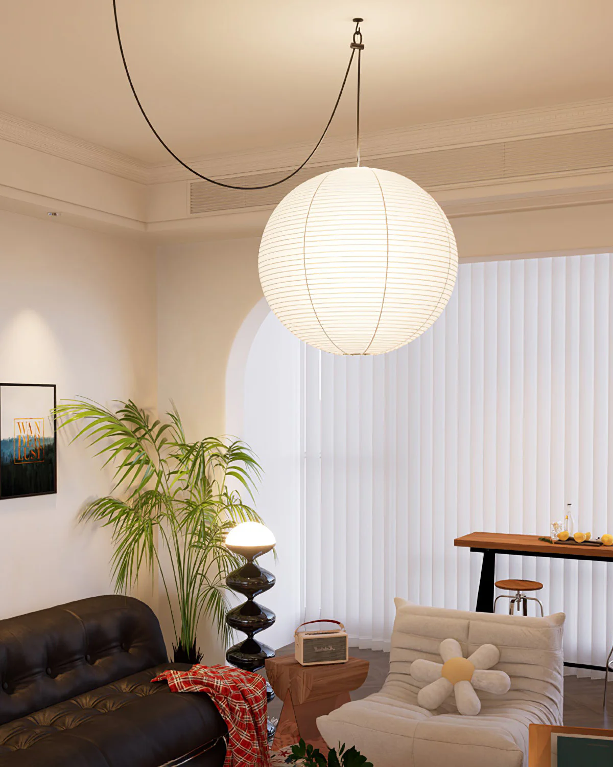 WOMO Globe Silk Pendant Light-WM2965 - Image 4