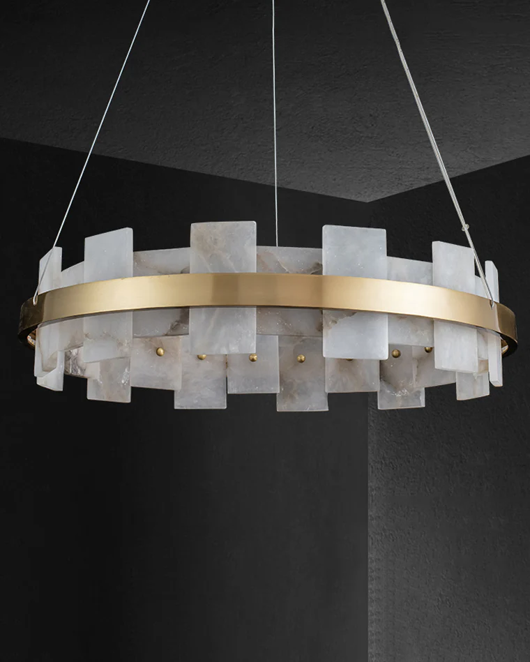 WOMO Gold Alabaster Round Chandelier-WM2394 - Image 6