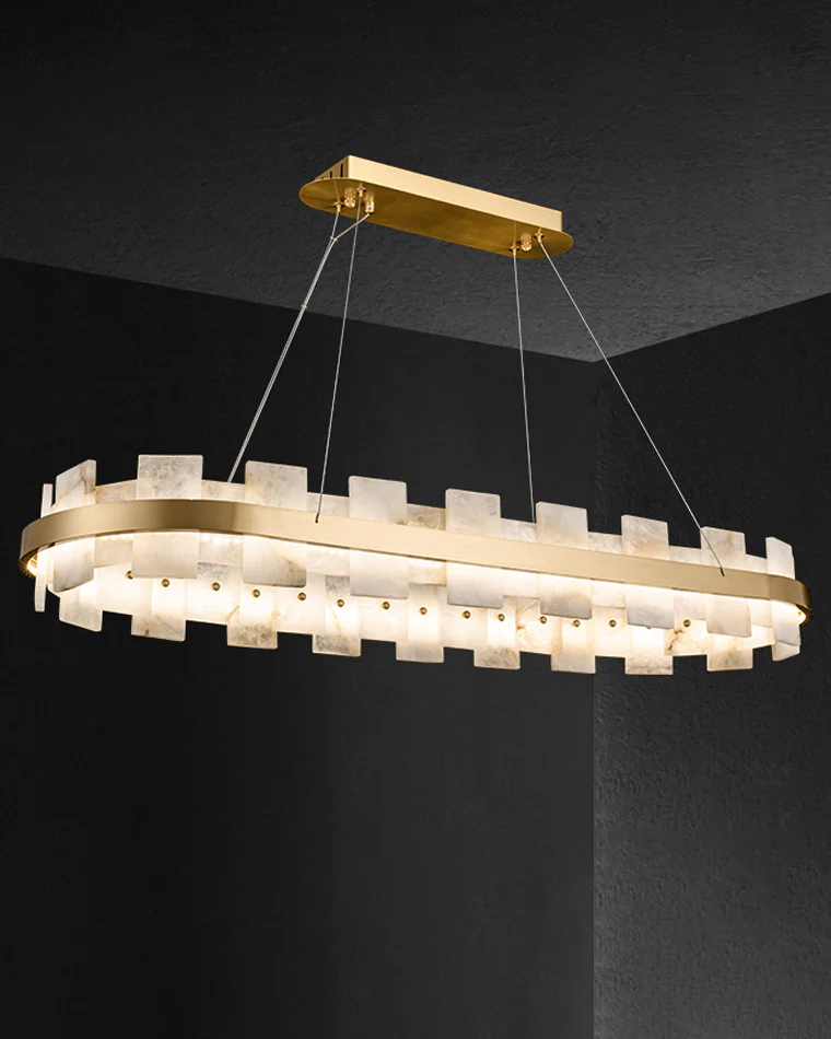 WOMO Gold Alabaster Round Chandelier-WM2394 - Image 7