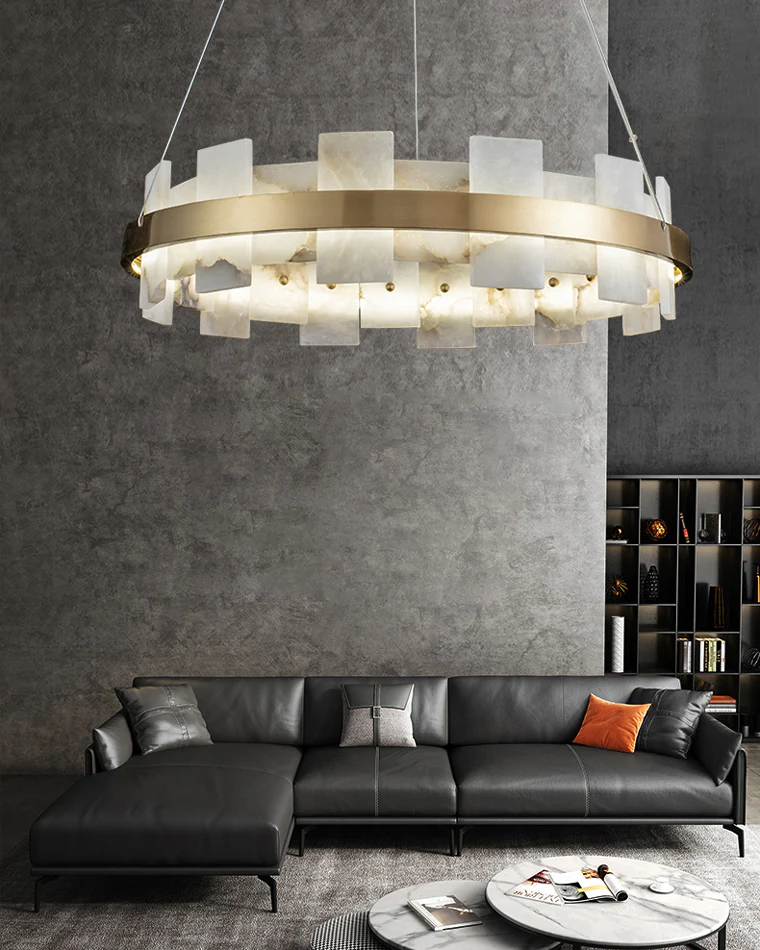 WOMO Gold Alabaster Round Chandelier-WM2394 - Image 9