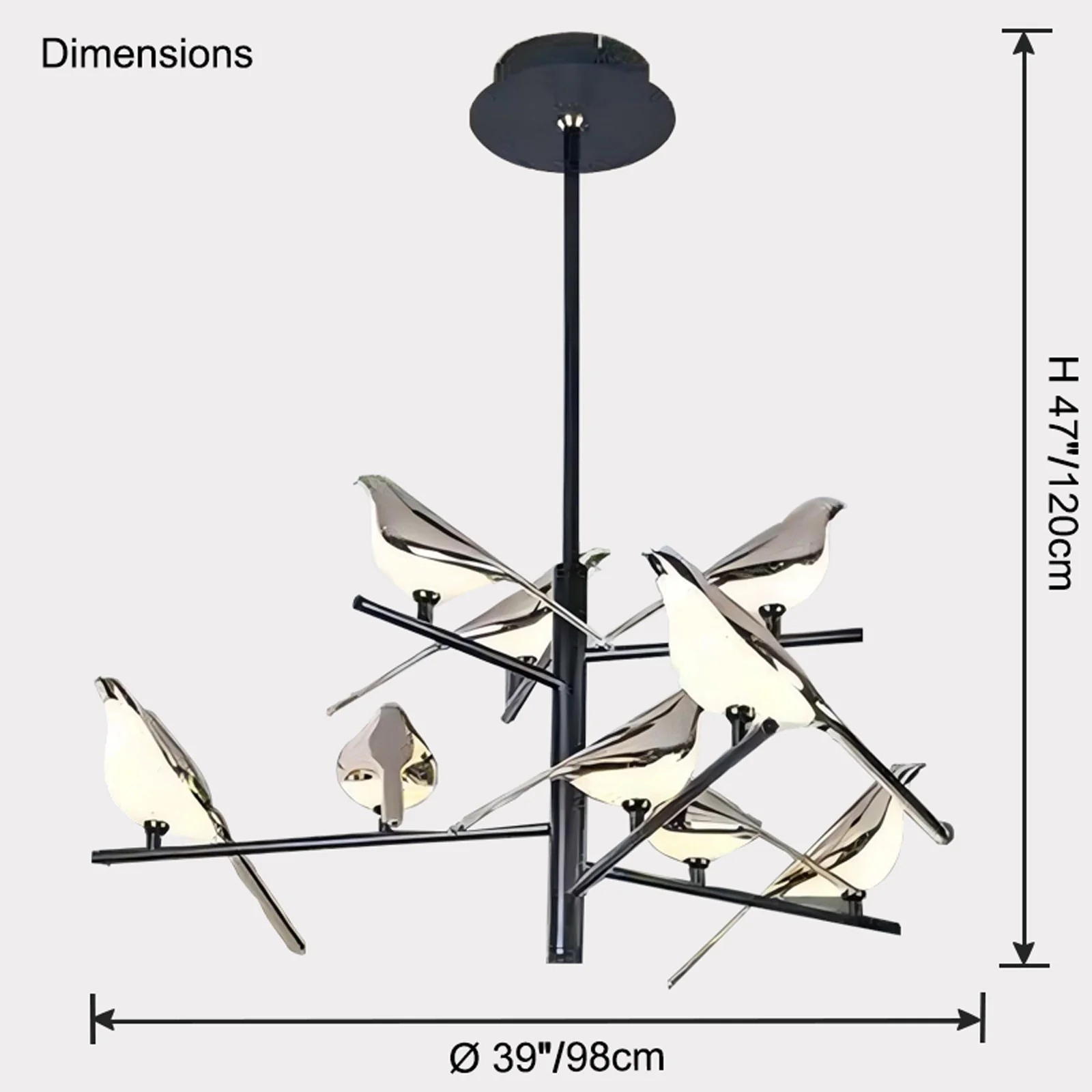 WOMO Gold Bird Branch Chandelier-WM2512c - Image 14
