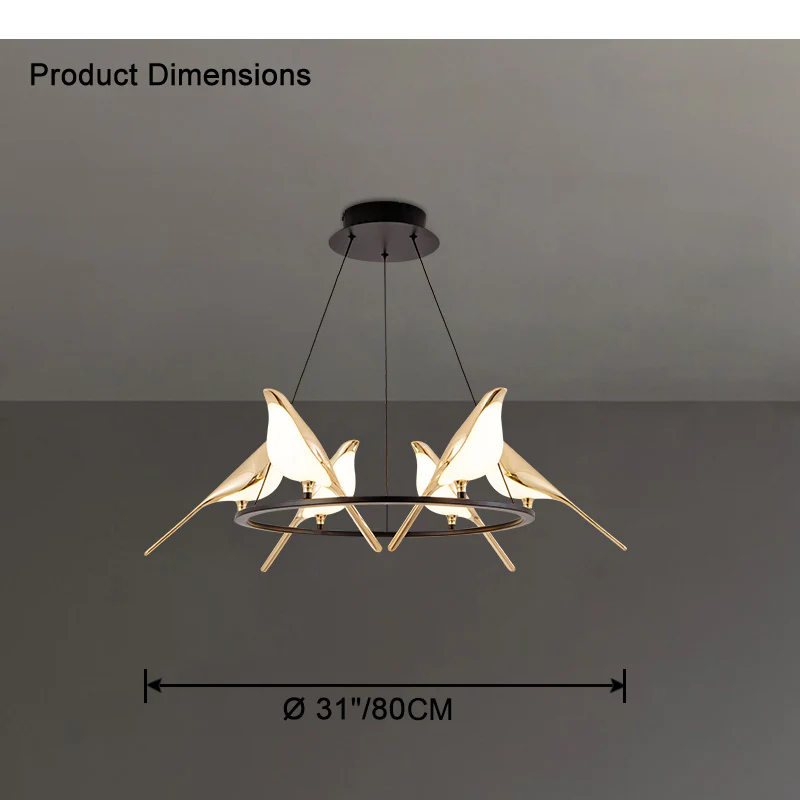 WOMO Gold Bird Round Chandelier-WM2512d - Image 12