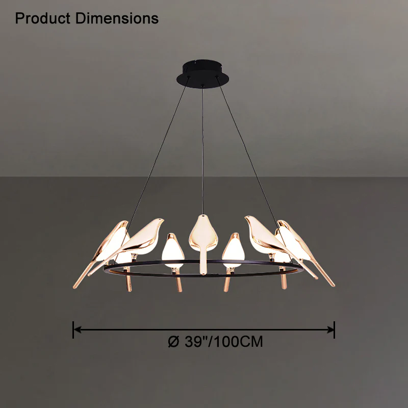 WOMO Gold Bird Round Chandelier-WM2512d - Image 14