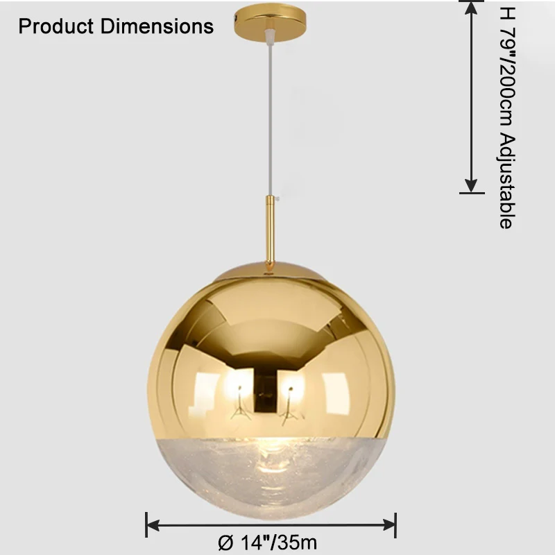 WOMO Gold Chrome Globe Pendant Light-WM2691 - Image 11