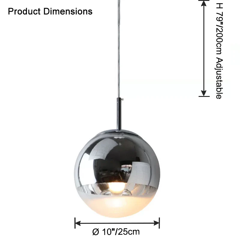 WOMO Gold Chrome Globe Pendant Light-WM2691 - Image 13