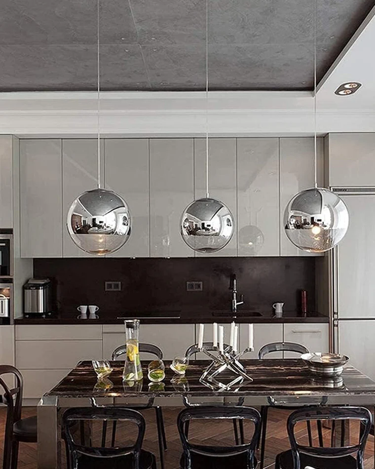 WOMO Gold Chrome Globe Pendant Light-WM2691 - Image 3