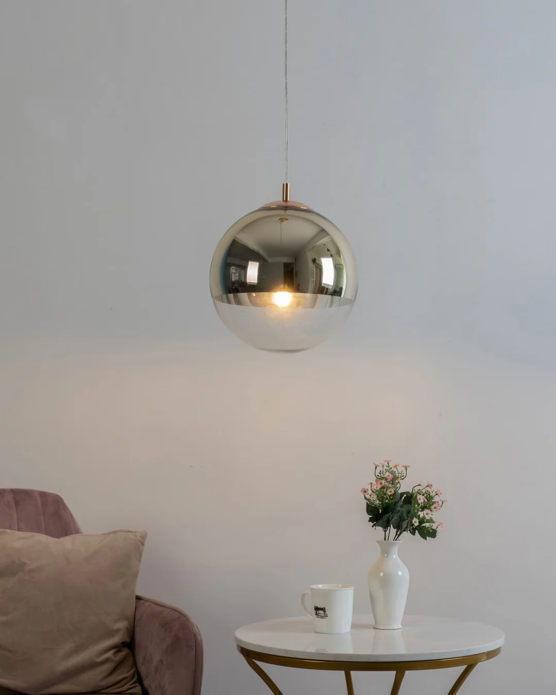 WOMO Gold Chrome Globe Pendant Light-WM2691 - Image 6