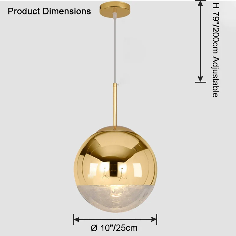 WOMO Gold Chrome Globe Pendant Light-WM2691 - Image 9