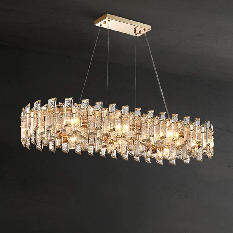 WOMO Gold Crystal Long Oval Chandelier-WM2403 - Image 10
