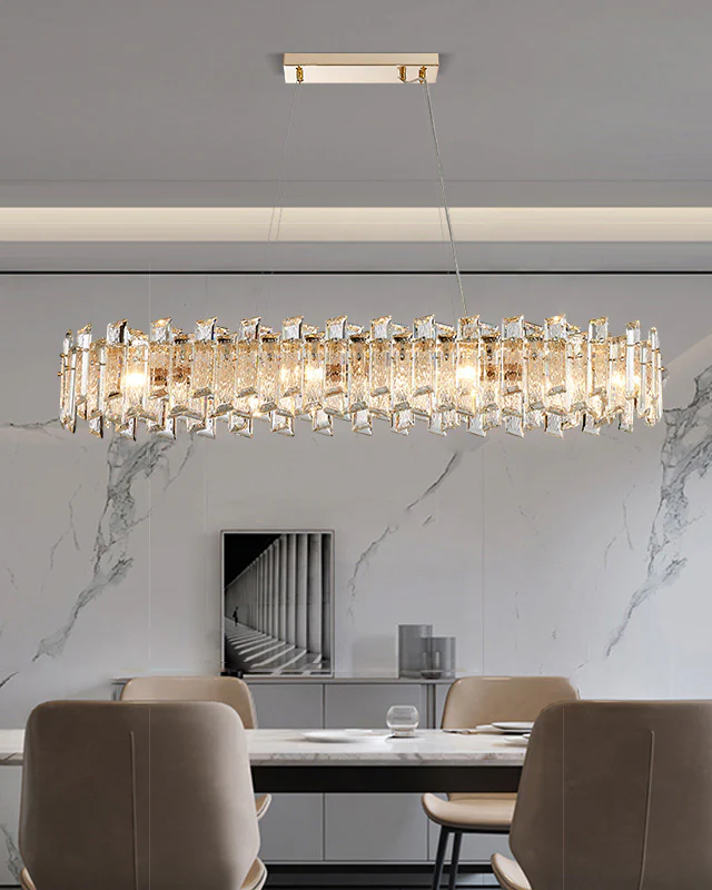 WOMO Gold Crystal Long Oval Chandelier-WM2403 - Image 3