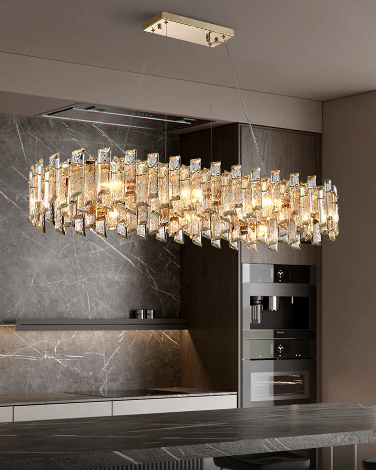 WOMO Gold Crystal Long Oval Chandelier-WM2403 - Image 4
