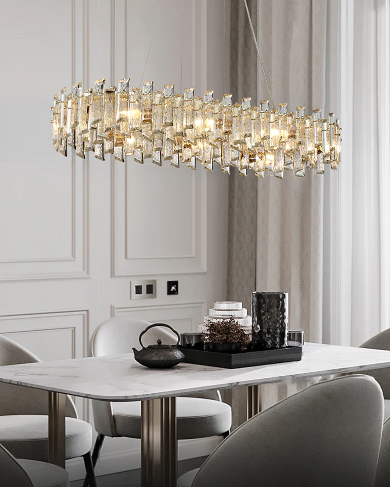WOMO Gold Crystal Long Oval Chandelier-WM2403 - Image 5