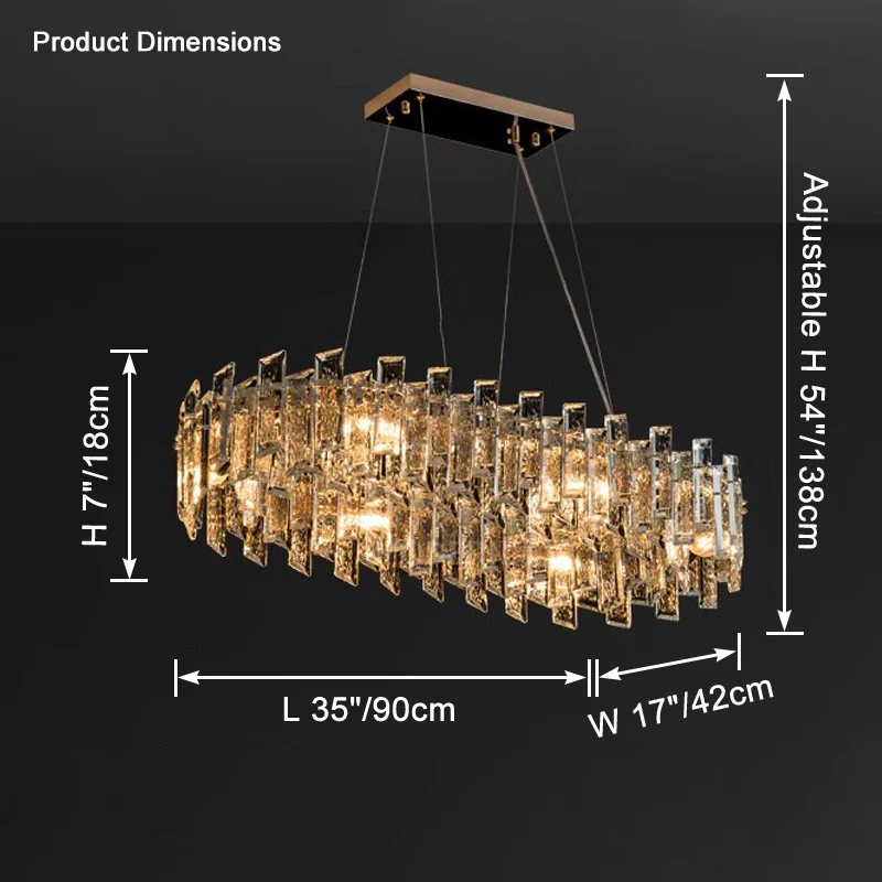 WOMO Gold Crystal Long Oval Chandelier-WM2403 - Image 9
