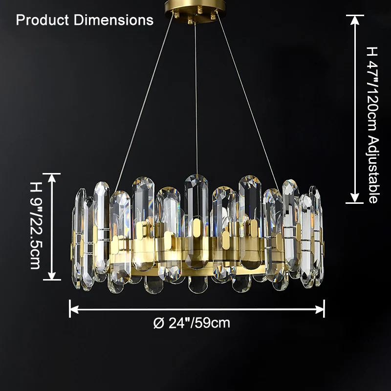 WOMO Gold Crystal Round Chandelier-WM2779 - Image 10