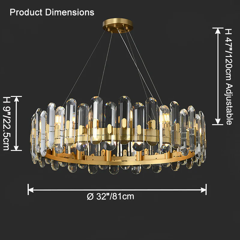 WOMO Gold Crystal Round Chandelier-WM2779 - Image 12
