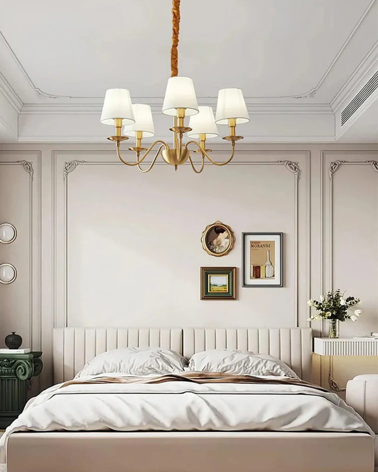 WOMO Gold Fabric Shaded Chandelier-WM2951 - Image 10