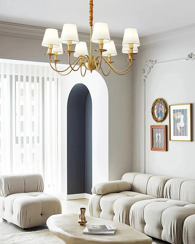 WOMO Gold Fabric Shaded Chandelier-WM2951 - Image 11