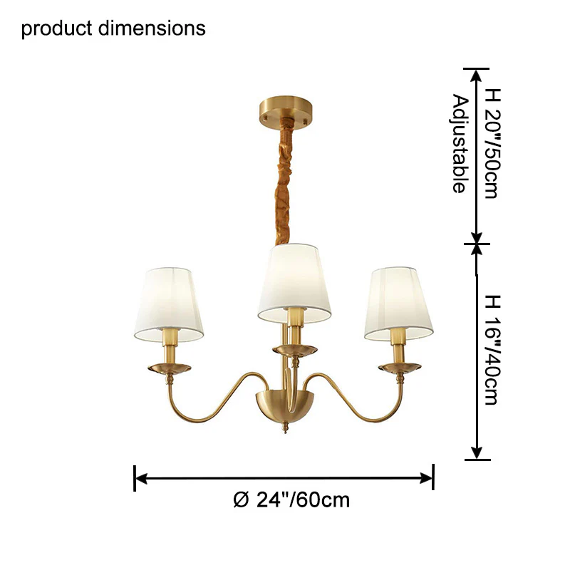 WOMO Gold Fabric Shaded Chandelier-WM2951 - Image 16
