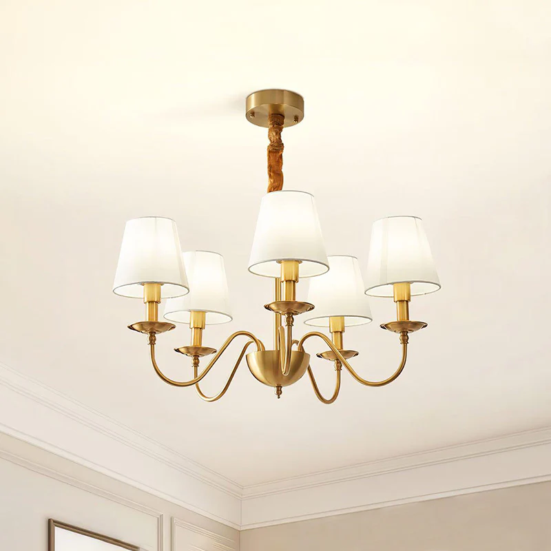 WOMO Gold Fabric Shaded Chandelier-WM2951 - Image 17