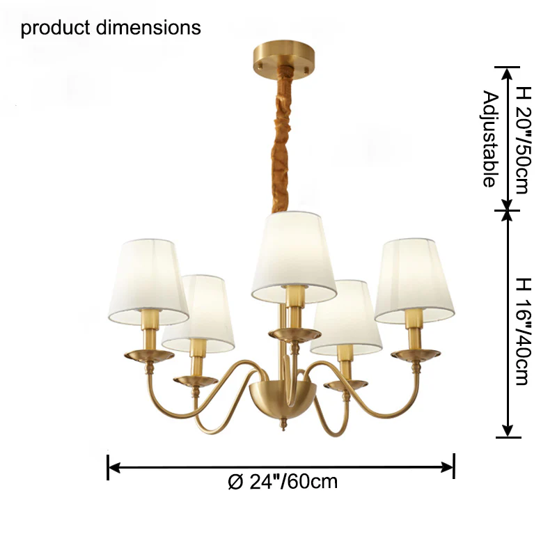 WOMO Gold Fabric Shaded Chandelier-WM2951 - Image 18
