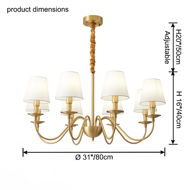 WOMO Gold Fabric Shaded Chandelier-WM2951 - Image 20