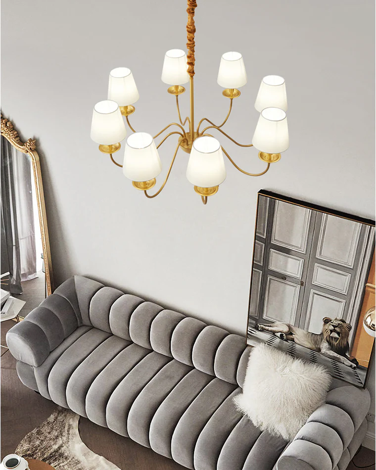 WOMO Gold Fabric Shaded Chandelier-WM2951 - Image 3