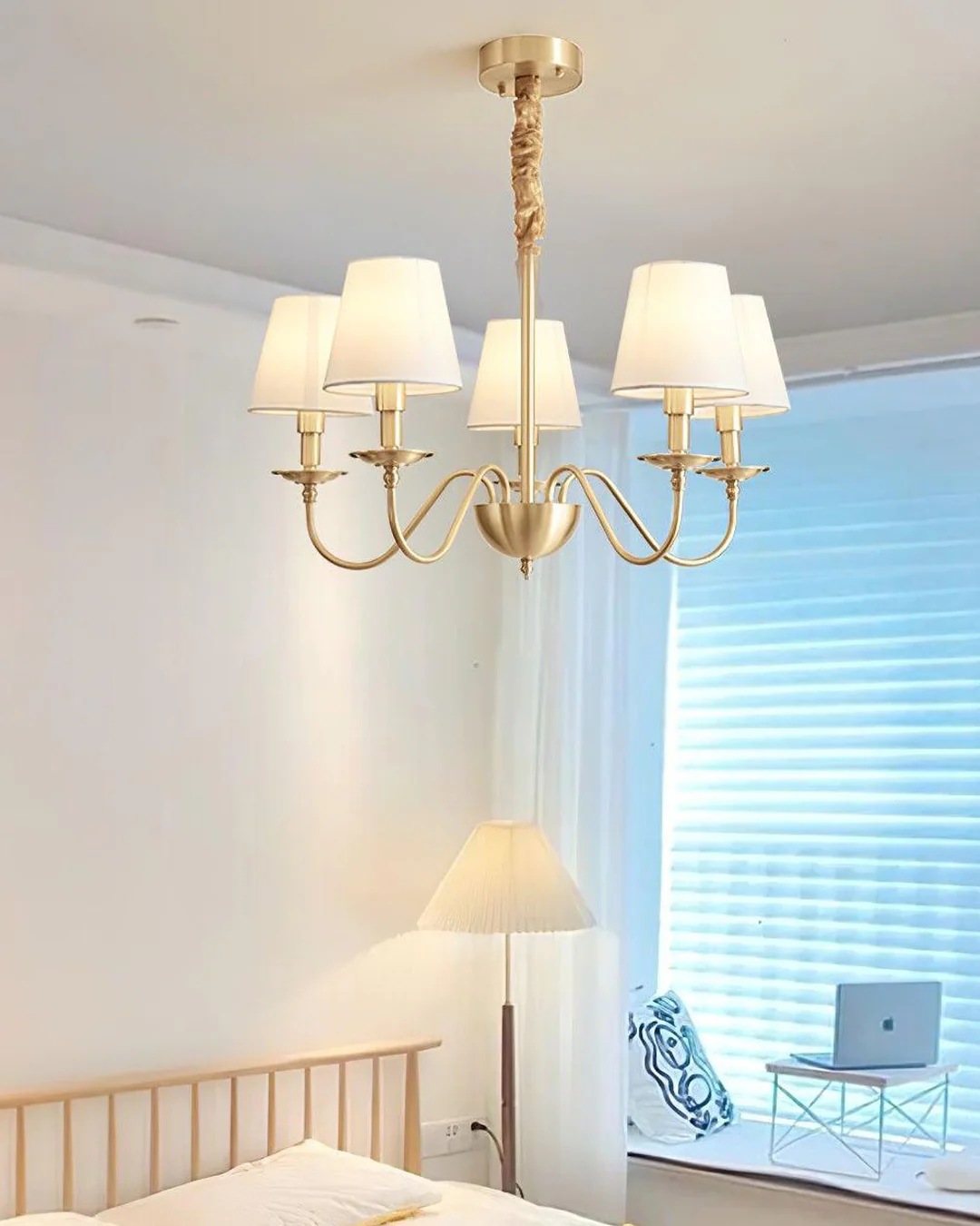 WOMO Gold Fabric Shaded Chandelier-WM2951 - Image 5