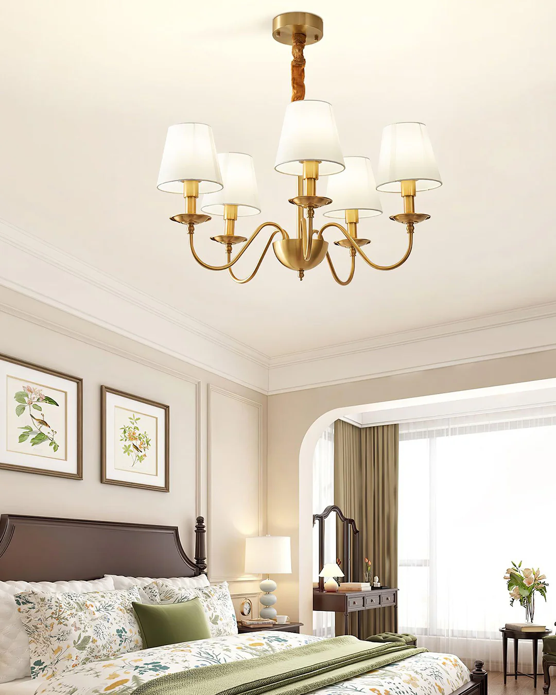 WOMO Gold Fabric Shaded Chandelier-WM2951 - Image 6