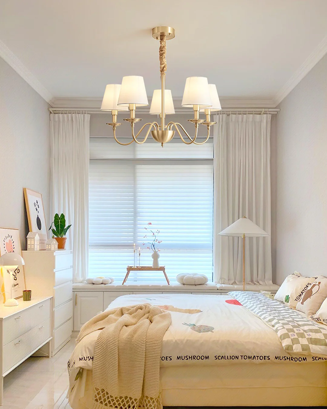 WOMO Gold Fabric Shaded Chandelier-WM2951 - Image 8