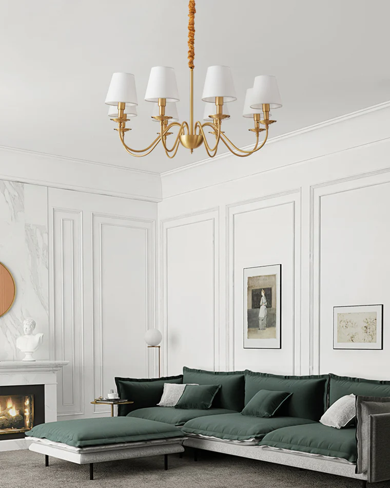 WOMO Gold Fabric Shaded Chandelier-WM2951 - Image 9