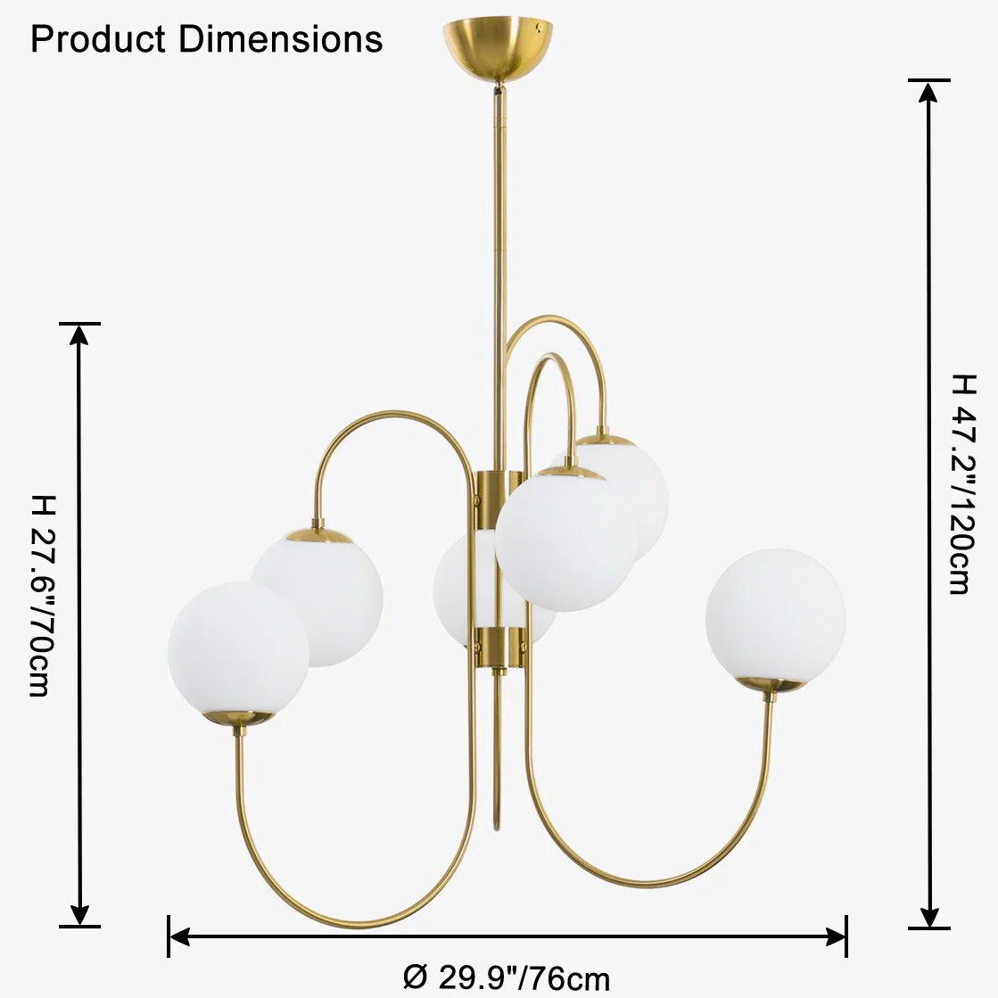 WOMO Gold Glass Globe Arm Chandelier-WM2625 - Image 10