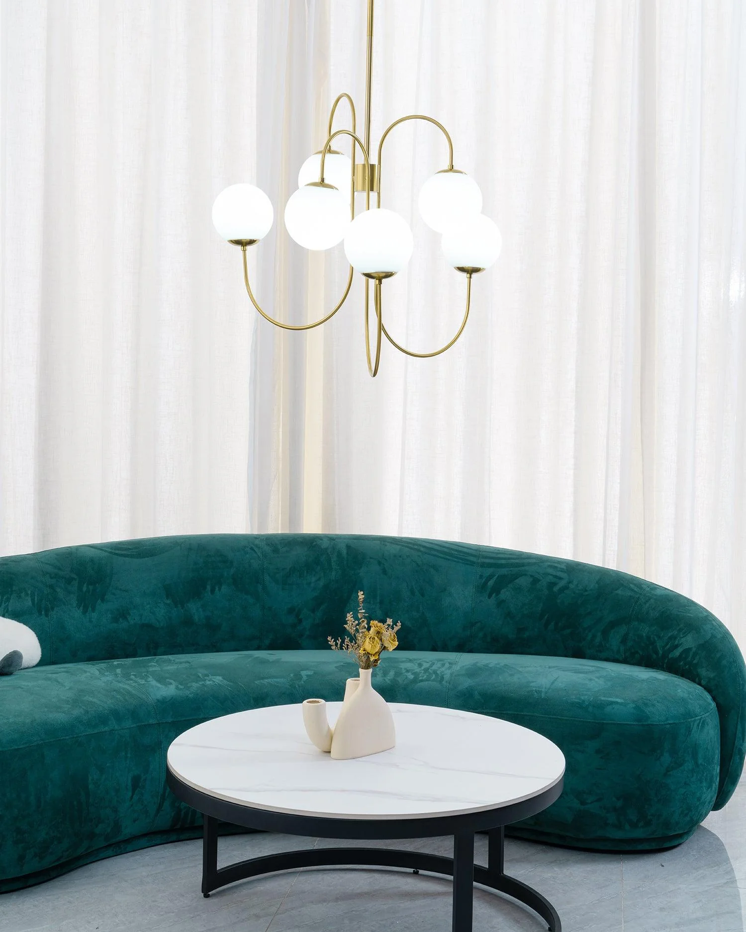 WOMO Gold Glass Globe Arm Chandelier-WM2625 - Image 3