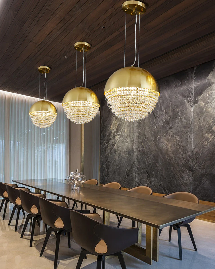 WOMO Gold Globe Crystal Pendant Light-WM2632 - Image 2