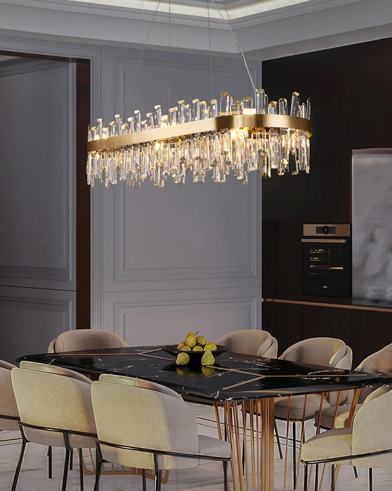 WOMO Gold Long Oval Crystal Chandelier-WM2339b - Image 3