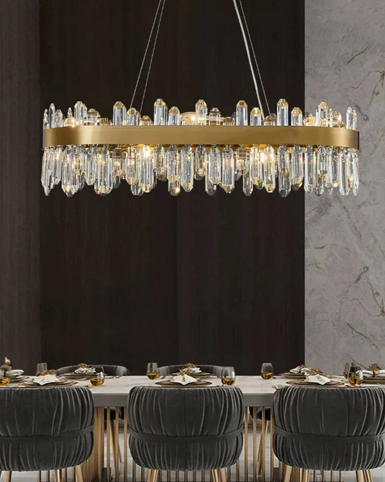 WOMO Gold Long Oval Crystal Chandelier-WM2339b - Image 4