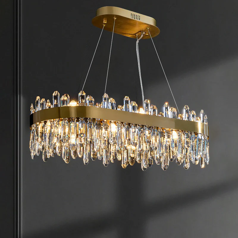 WOMO Gold Long Oval Crystal Chandelier-WM2339b - Image 8