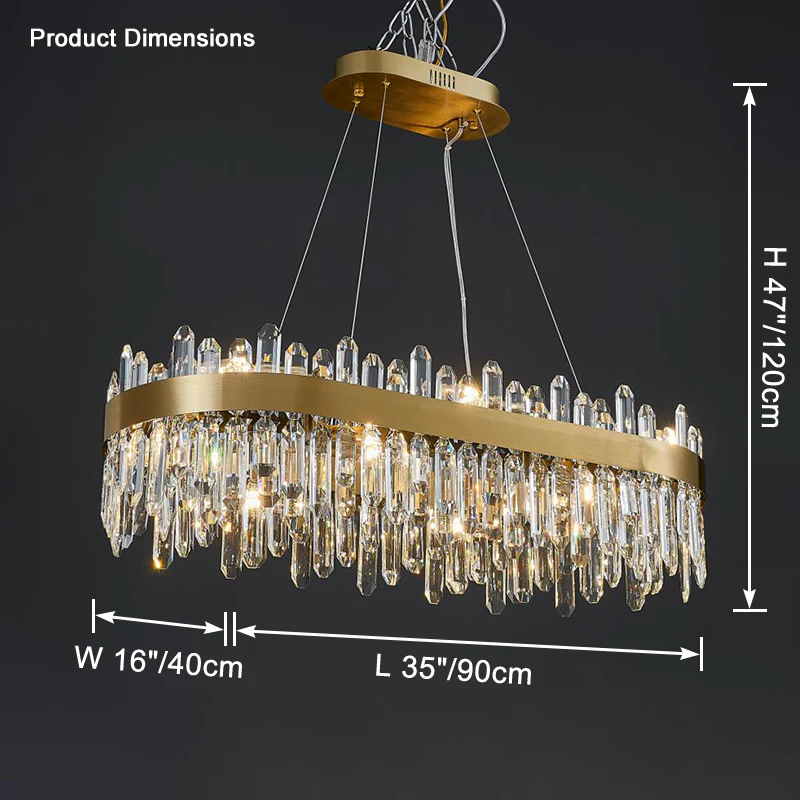 WOMO Gold Long Oval Crystal Chandelier-WM2339b - Image 9