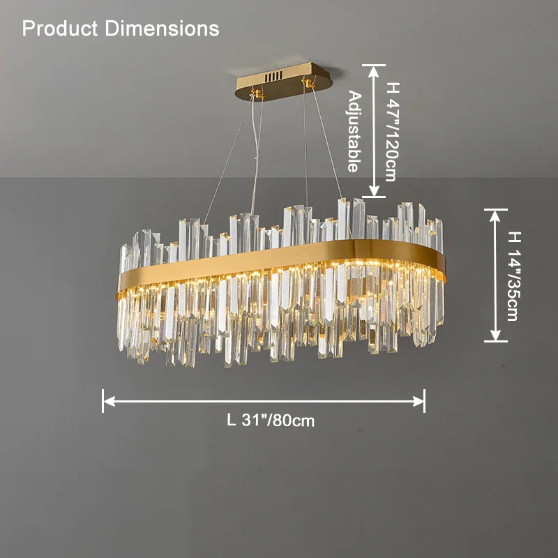 WOMO Gold Oval Crystal Chandelier-WM2566 - Image 8