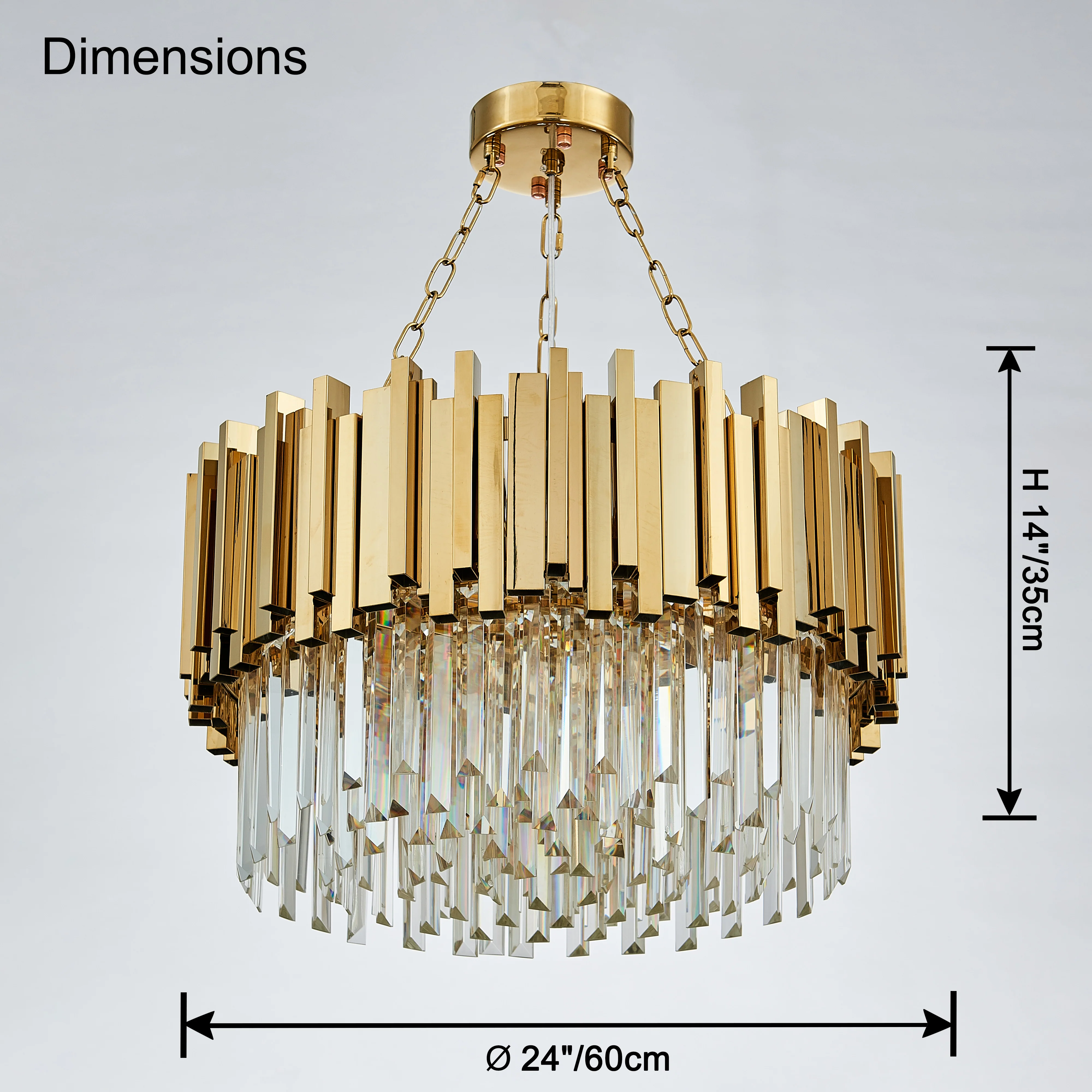 WOMO Gold Round Crystal Prism Chandelier-WM2185a - Image 14