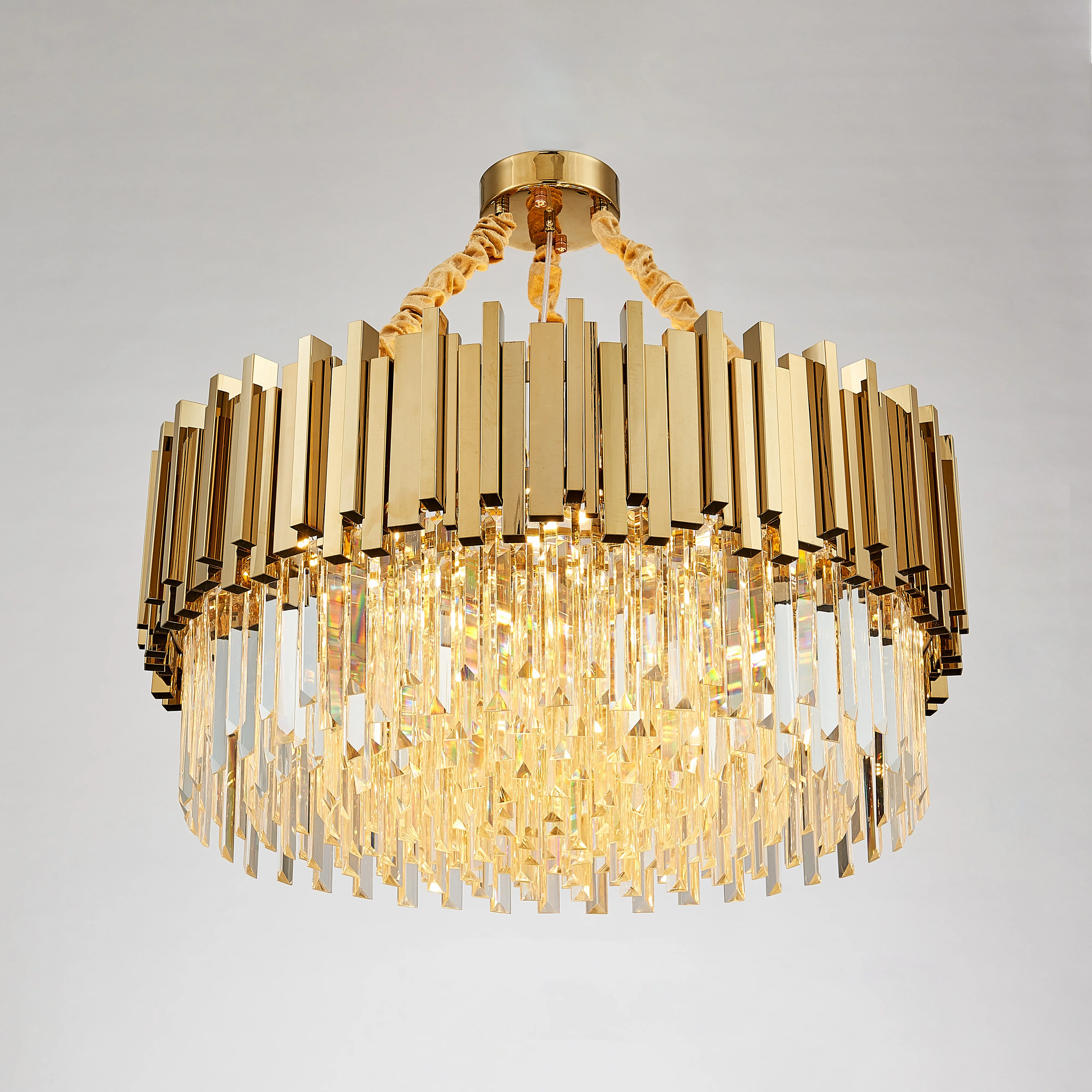 WOMO Gold Round Crystal Prism Chandelier-WM2185a - Image 15
