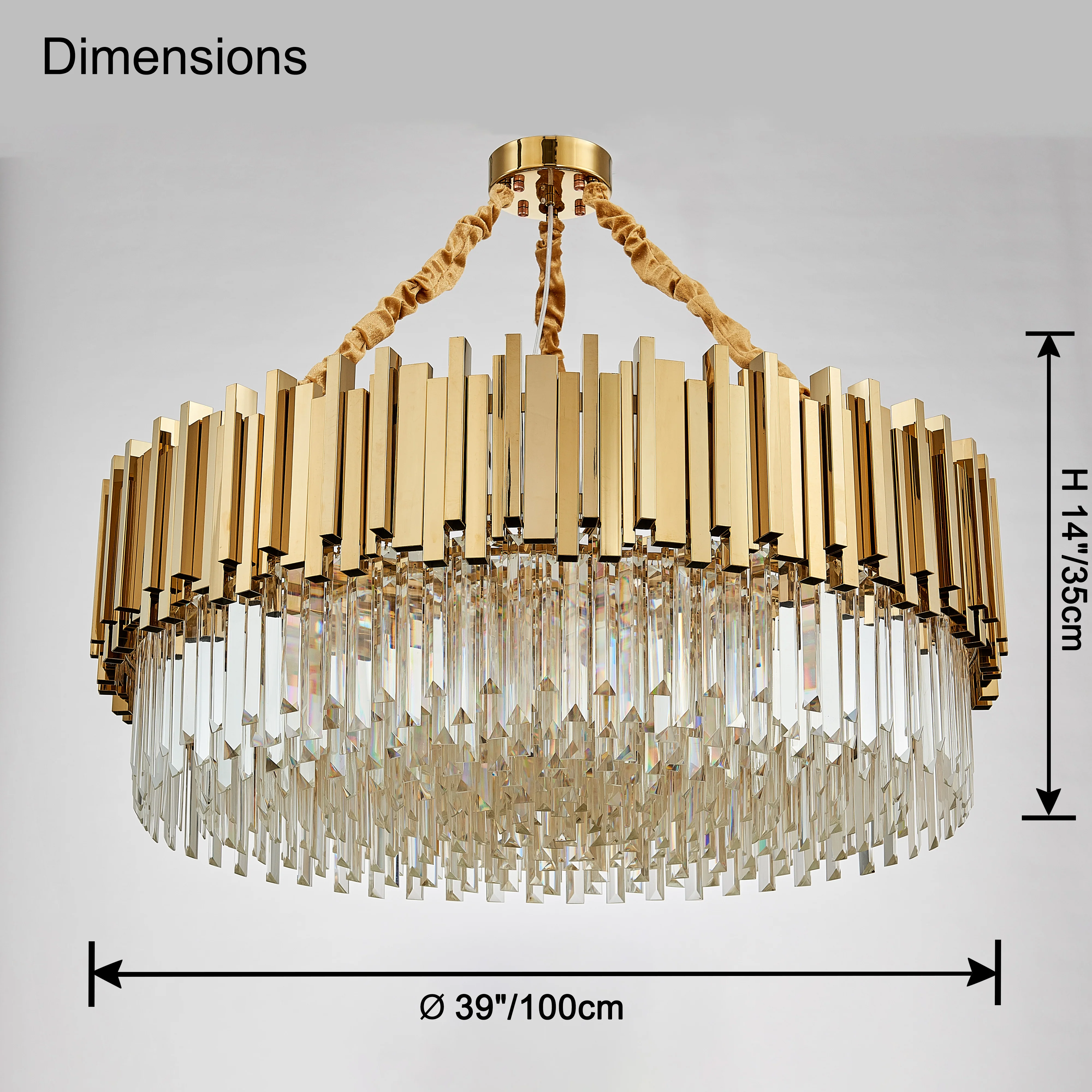 WOMO Gold Round Crystal Prism Chandelier-WM2185a - Image 18