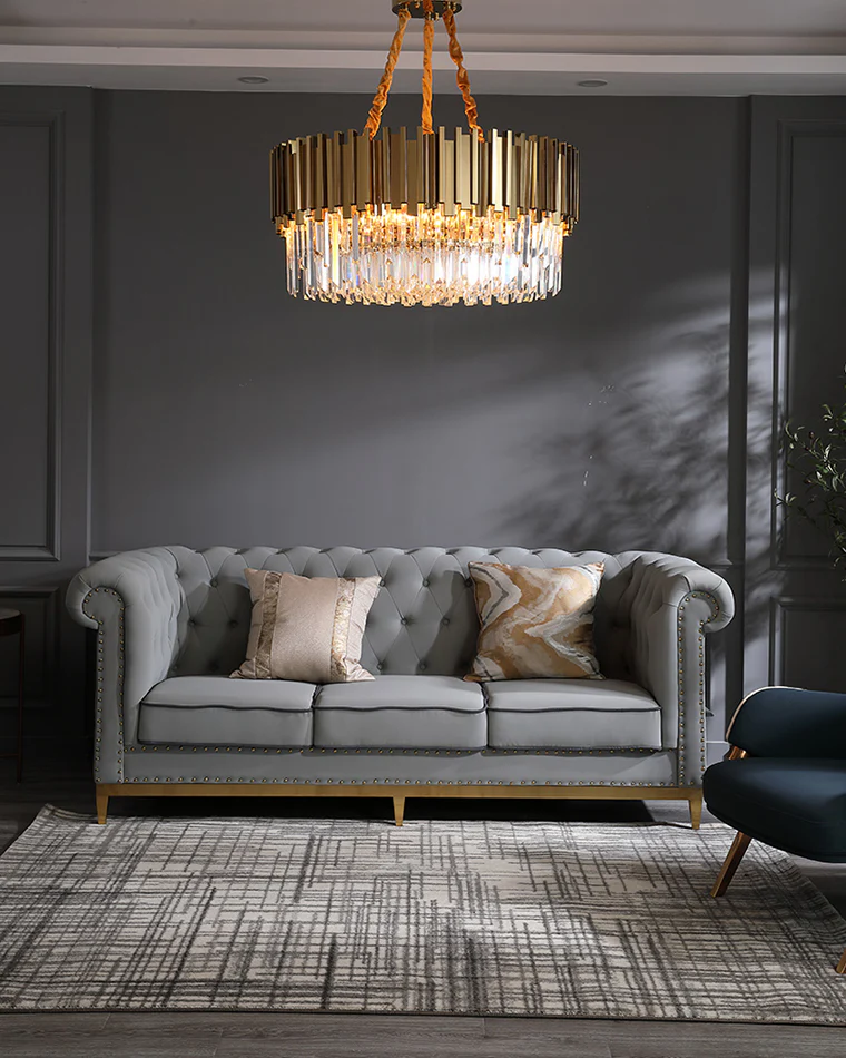 WOMO Gold Round Crystal Prism Chandelier-WM2185a - Image 2