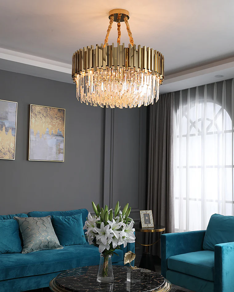 WOMO Gold Round Crystal Prism Chandelier-WM2185a - Image 7