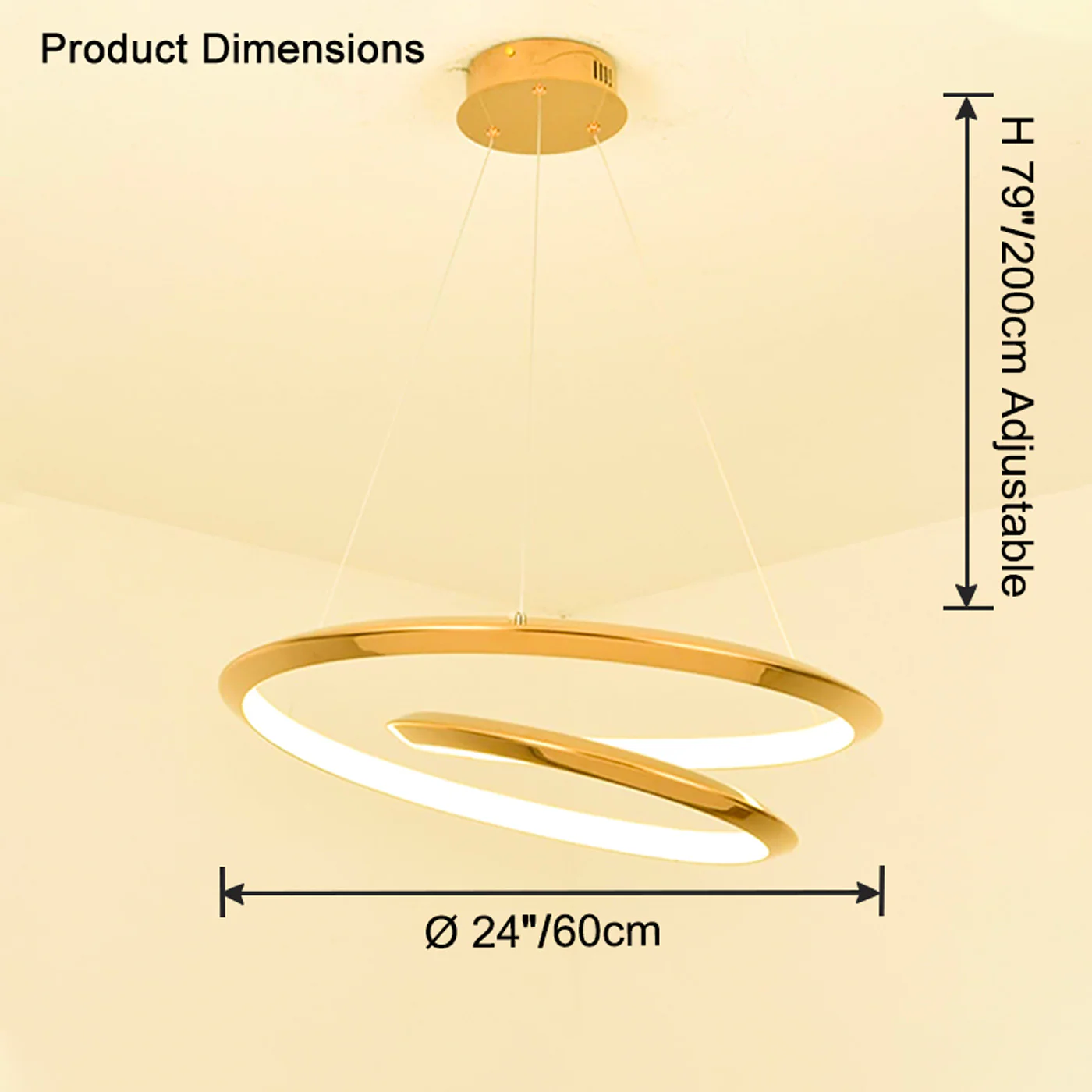 WOMO Gold Swirl Stainless Steel Chandelier-WM2708 - Image 7