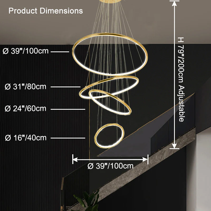 WOMO Gold Tiered Circular Chandelier-WM2758 - Image 24