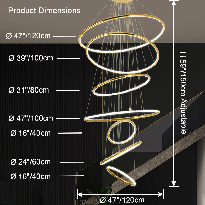 WOMO Gold Tiered Circular Chandelier-WM2758 - Image 28