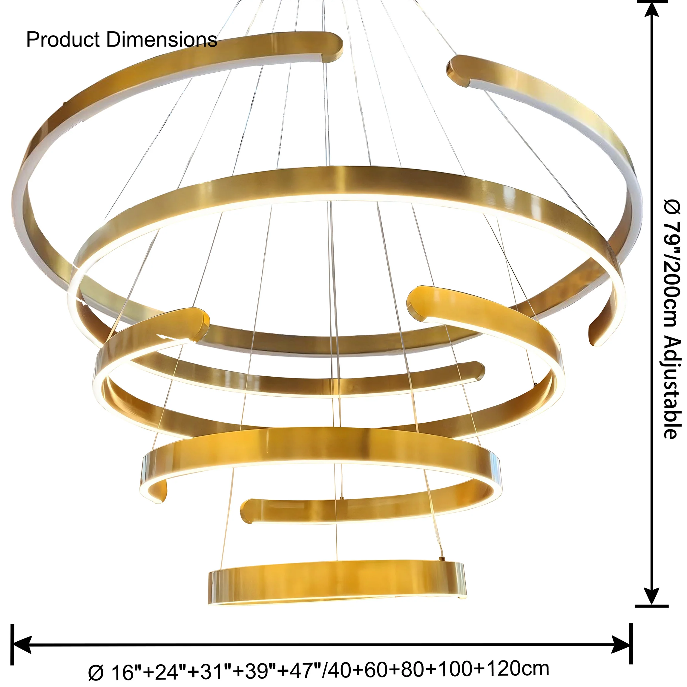 WOMO Gold Tiered Ring Chandelier-WM2916 - Image 23