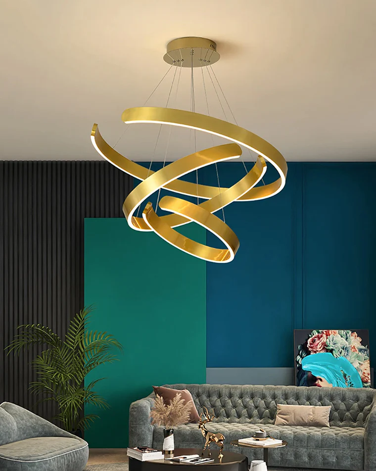 WOMO Gold Tiered Ring Chandelier-WM2916 - Image 5